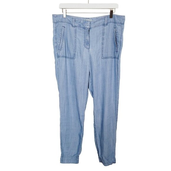 Loft Outlet Sz 10 Chambray Jogger Cargo Pants Mid Rise Lyocell Casual Leisure - Picture 1 of 13
